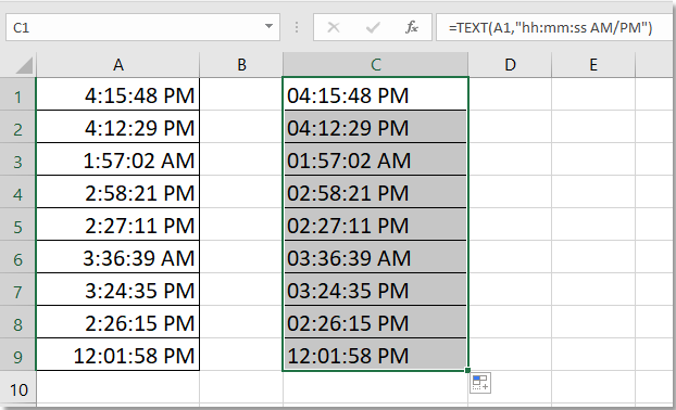 excel convert text to time
